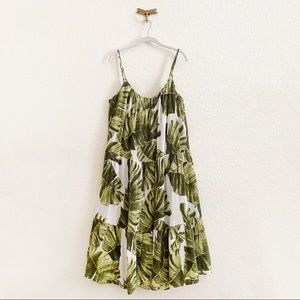 H&M Green Leaf Print Midi Dress